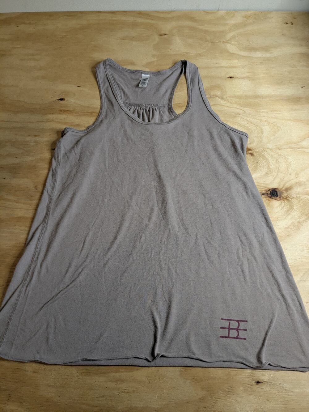 Bella Women's Tank Top Sz S Brown Barre Evolution Athletic Wear Racer Back Top